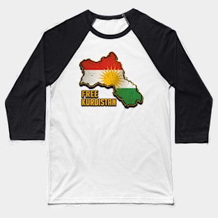 Free Kurdistan. Kurdish Map, Kurdistan Flag, Kurdish Baseball T-Shirt